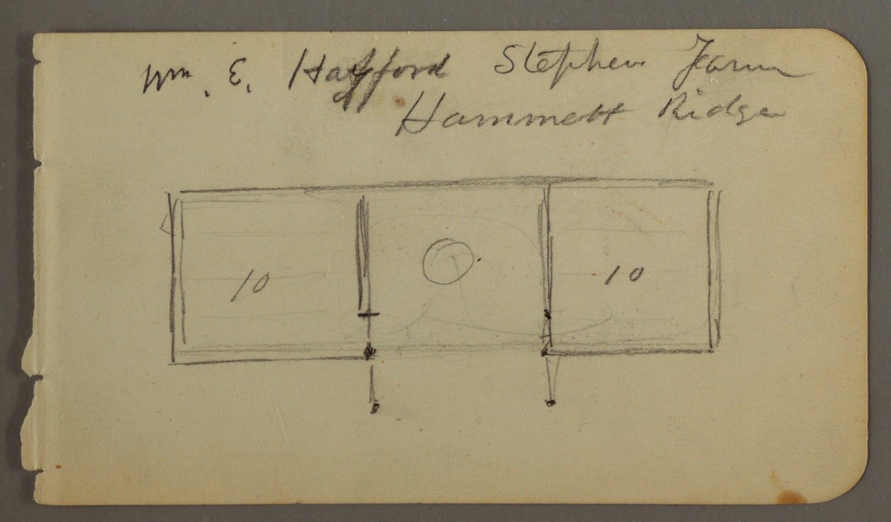 Tegning, bagside: diagram af kahyt, muligvis 1878 af Frederic Edwin Church
