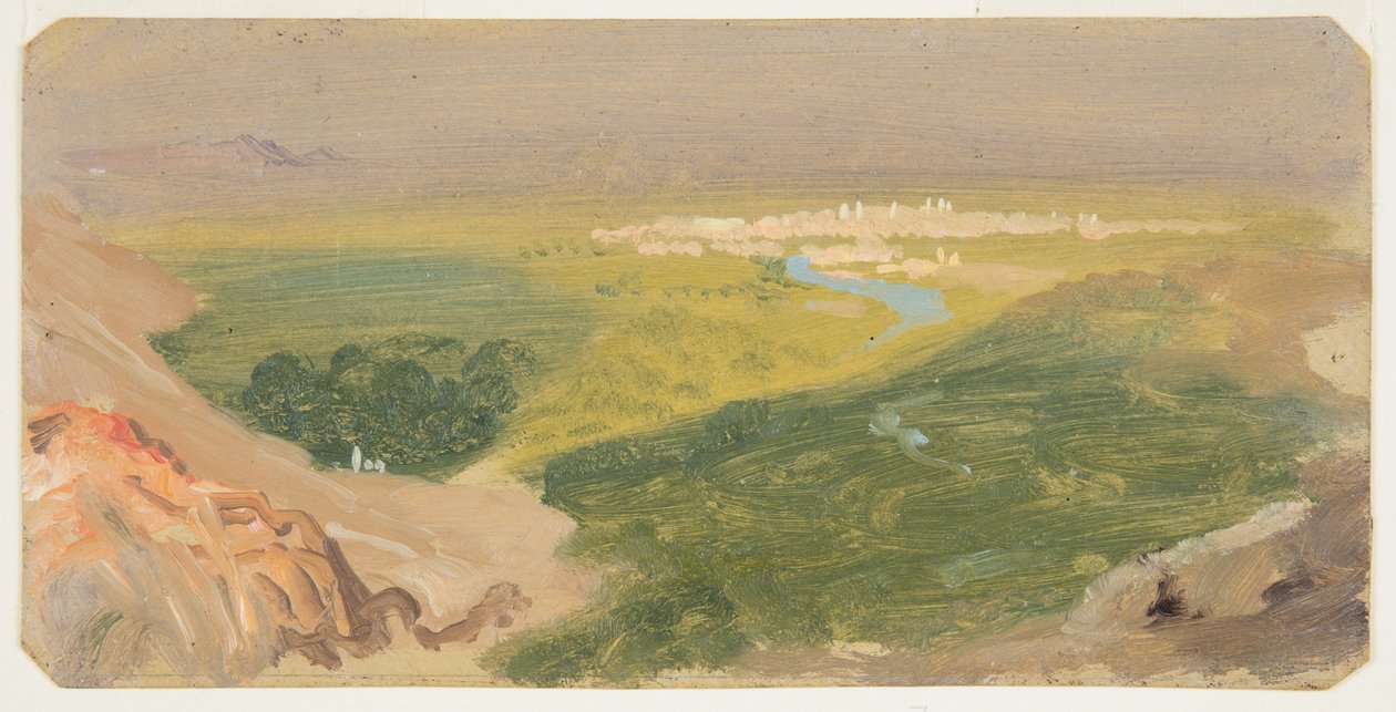 Tegning, Udsigt mod Damaskus, Syrien, 24. april-16. maj 1868 af Frederic Edwin Church