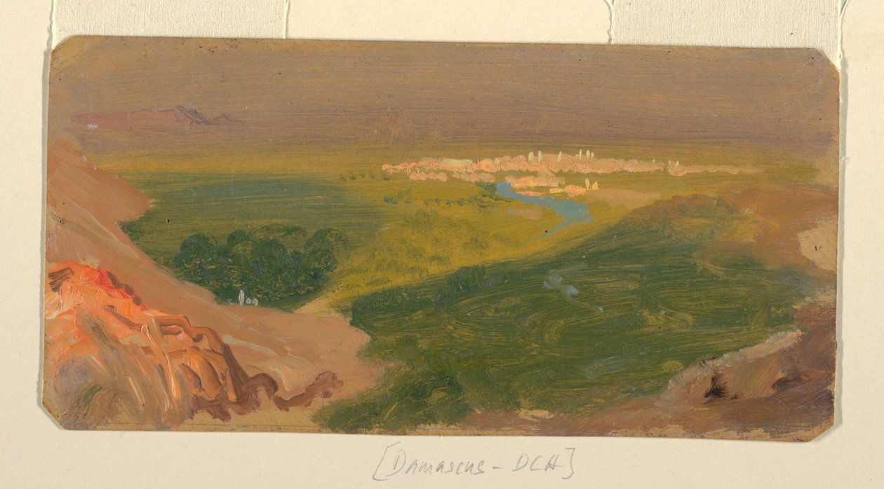 Tegning, Udsigt mod Damaskus, Syrien, 24. april-16. maj 1868 af Frederic Edwin Church