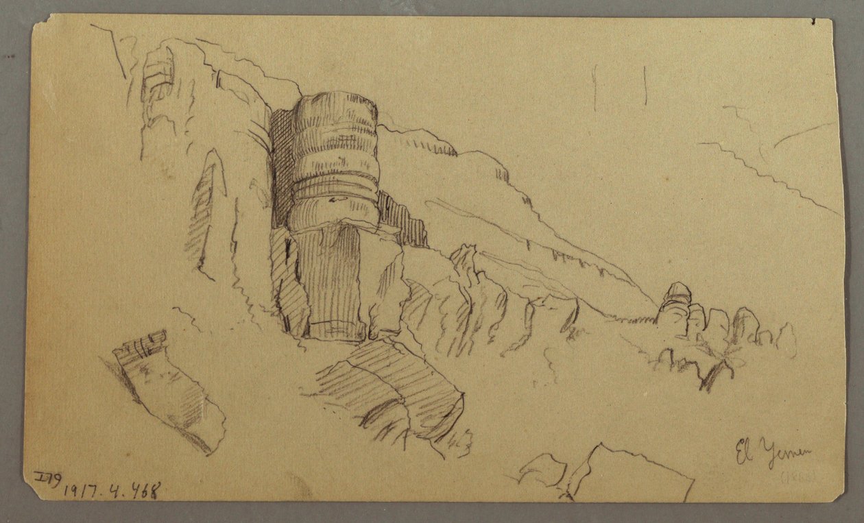 Tegning, Udsigt over Wady el-Arabah, 20. februar 1868 af Frederic Edwin Church