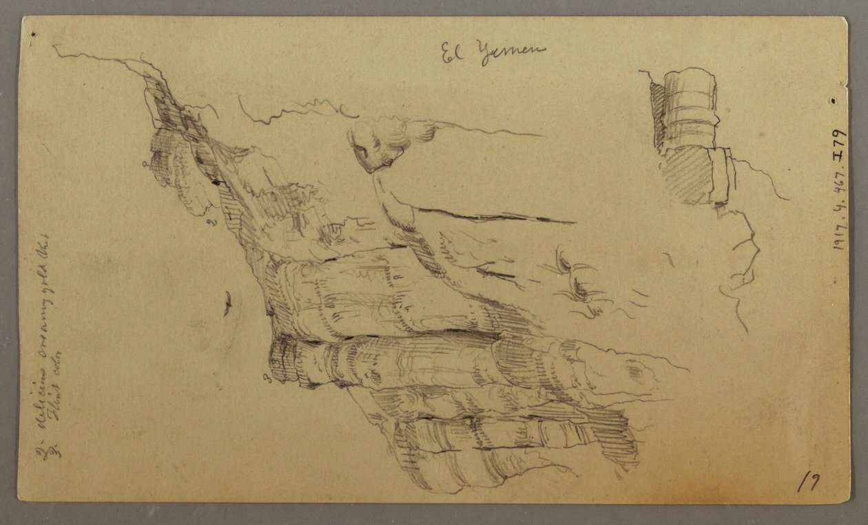 Tegning, Udsigt over Wady el-Arabah, 20. februar, muligvis 1868 af Frederic Edwin Church