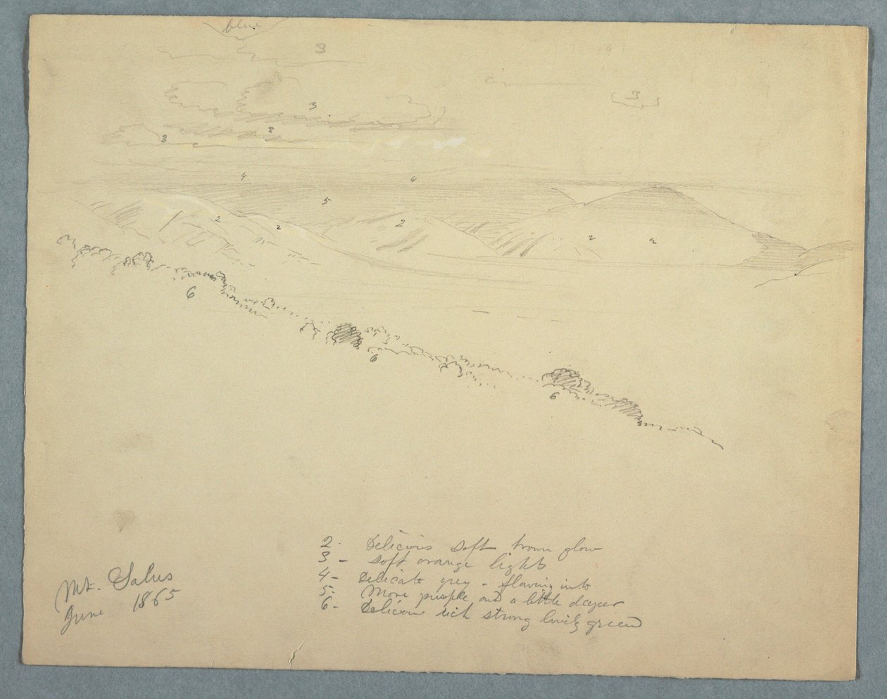 Tegning, Udsigt fra Mount Salus, Jamaica, juni 1865 af Frederic Edwin Church