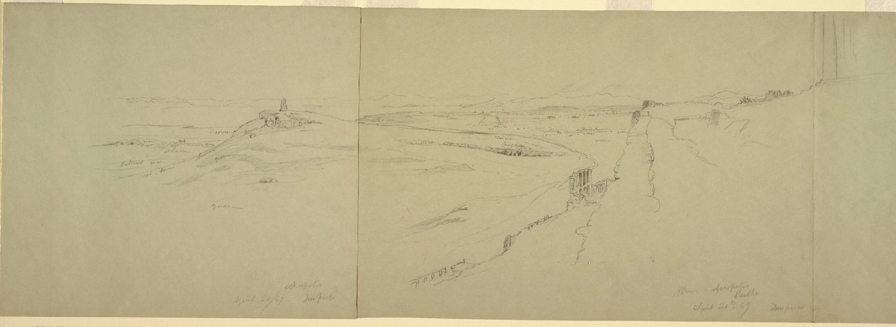 Tegning, Udsigt fra Akropolis, 1869 af Frederic Edwin Church