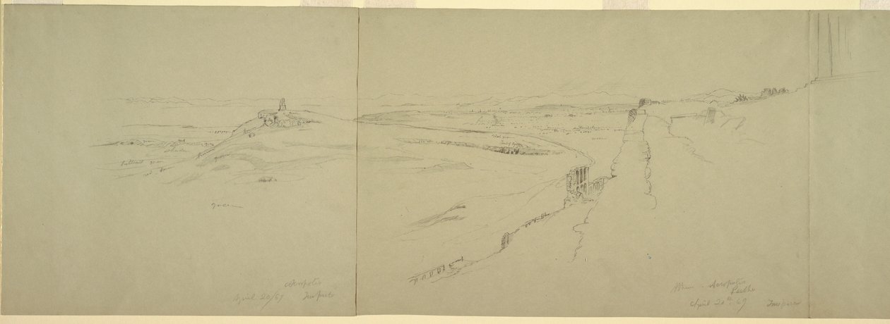 Tegning, Udsigt fra Akropolis, 1869 af Frederic Edwin Church