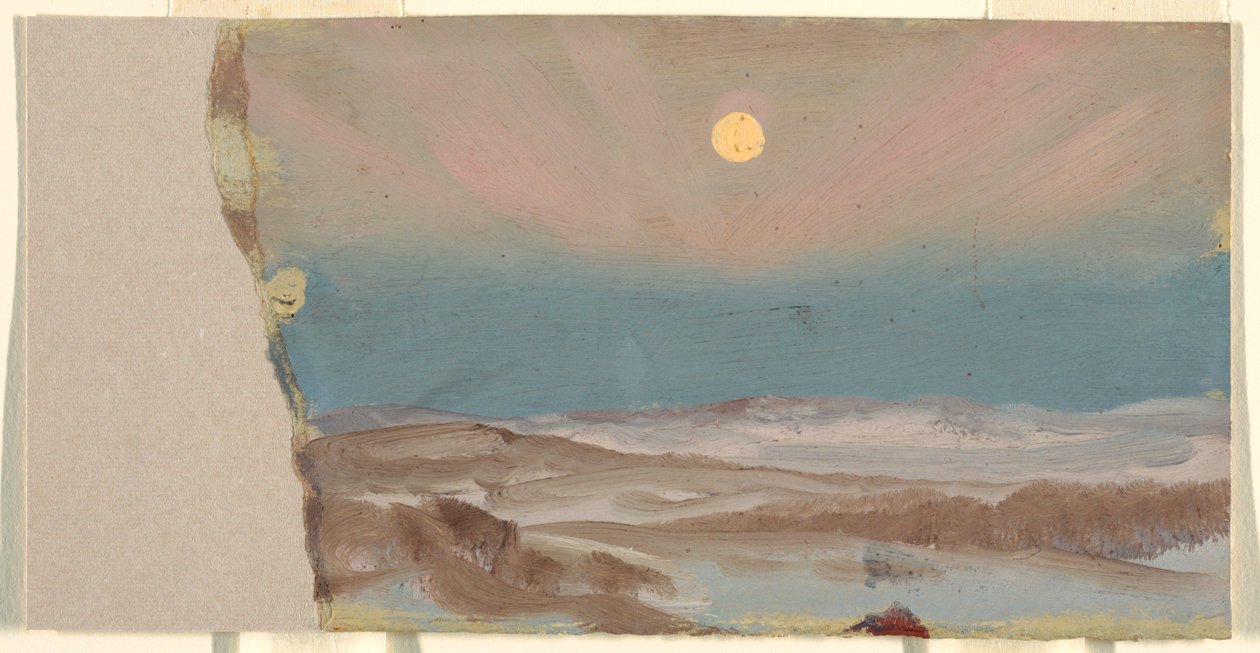 Tegning, Vinterlandskab med fuldmåne, 1870-80 af Frederic Edwin Church