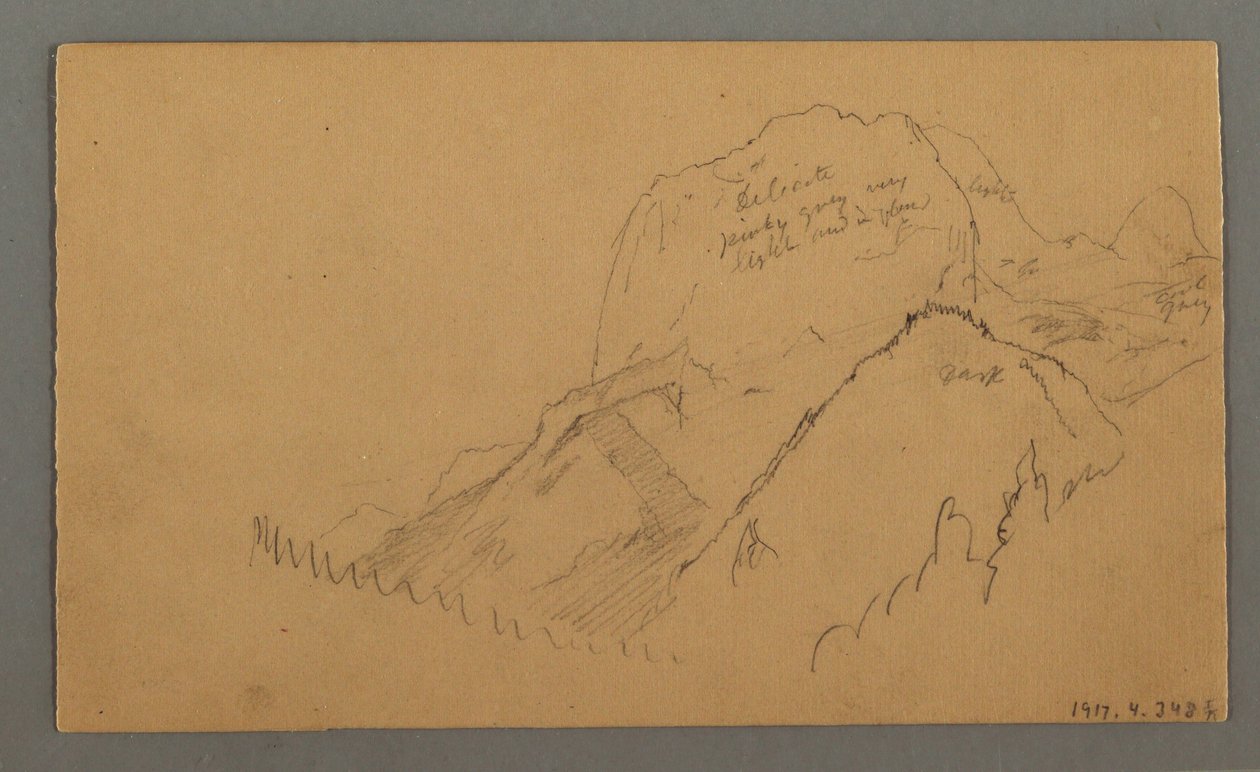 Tegning, skovklædte bjergtoppe, 27. juli 1868 af Frederic Edwin Church