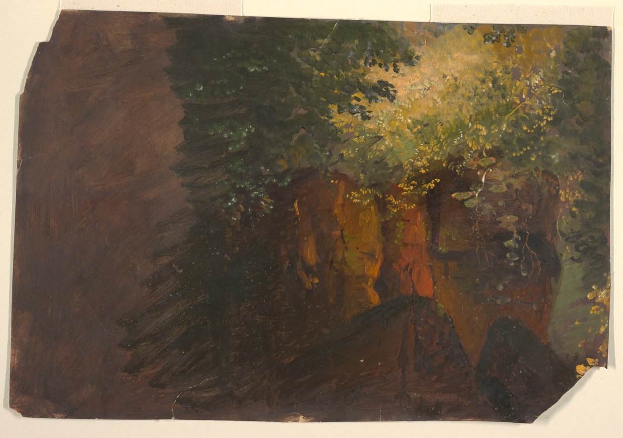 Tegning, Skovscene med klipper, 1860-70 af Frederic Edwin Church