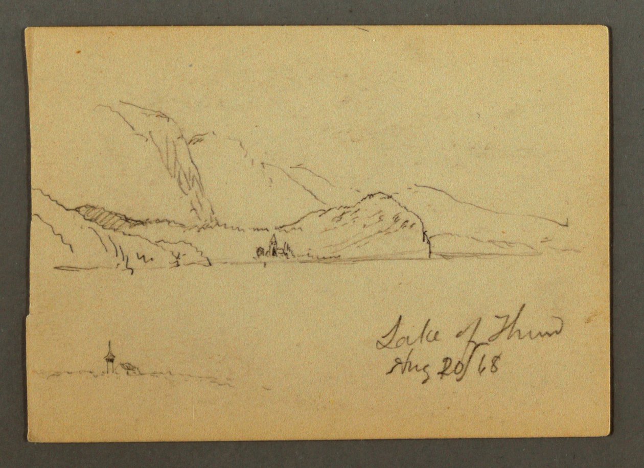 Tegning, Thun-søen, Berner Oberland, 20. august 1868 af Frederic Edwin Church