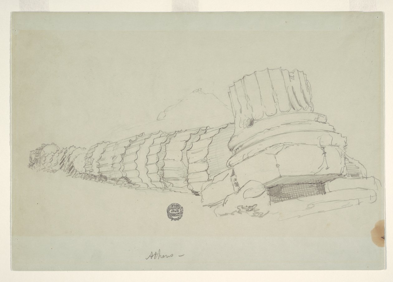Faldet søjle af den olympiske Zeus tempel, Athen af Frederic Edwin Church