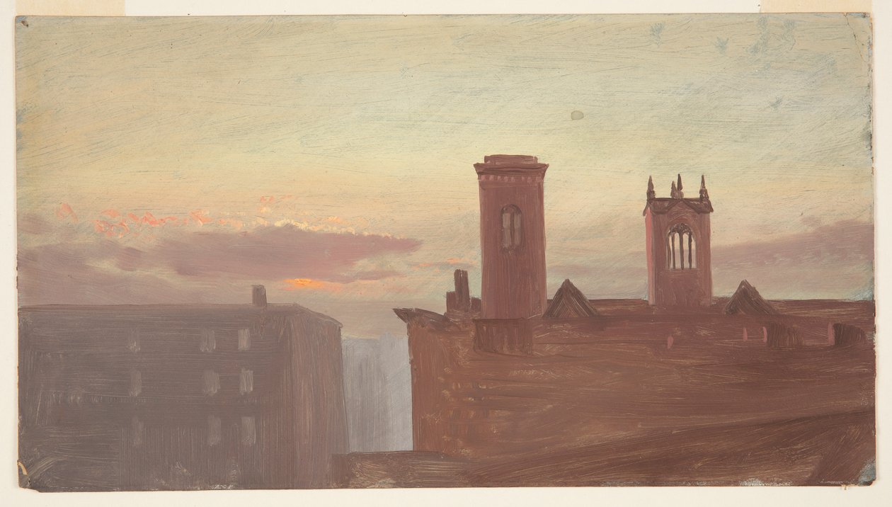 Housetops at Dawn, 10th Street, New York, NY af Frederic Edwin Church