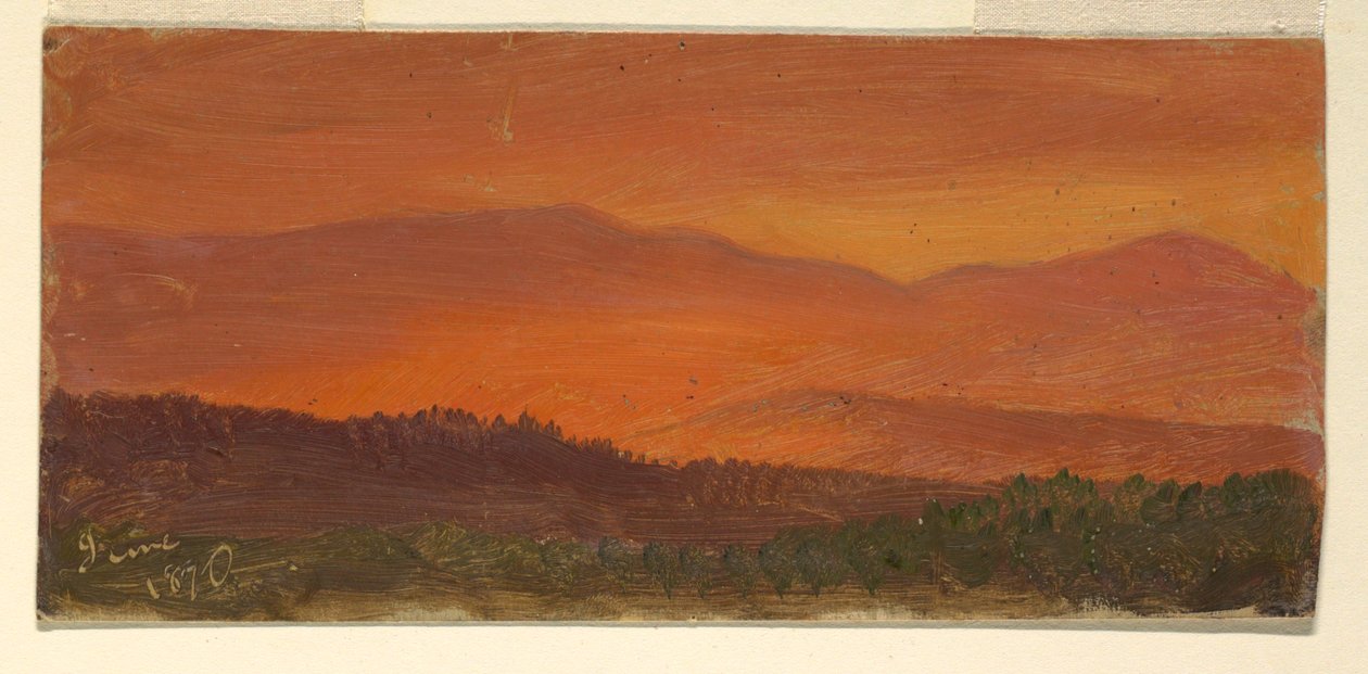 Hudson Valley og Distant Mountains ved solnedgang af Frederic Edwin Church