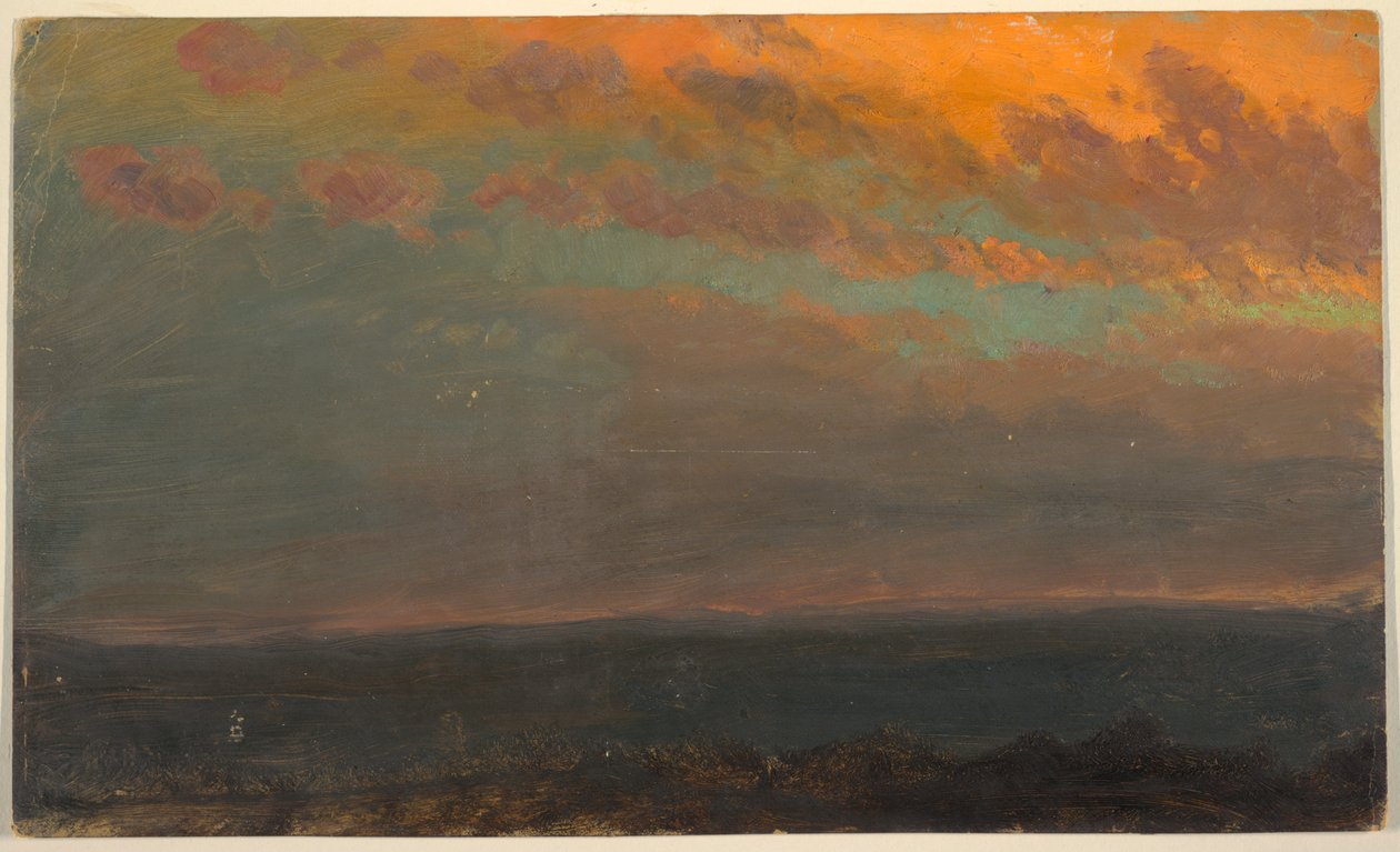 Hudson Valley? ved solnedgang af Frederic Edwin Church