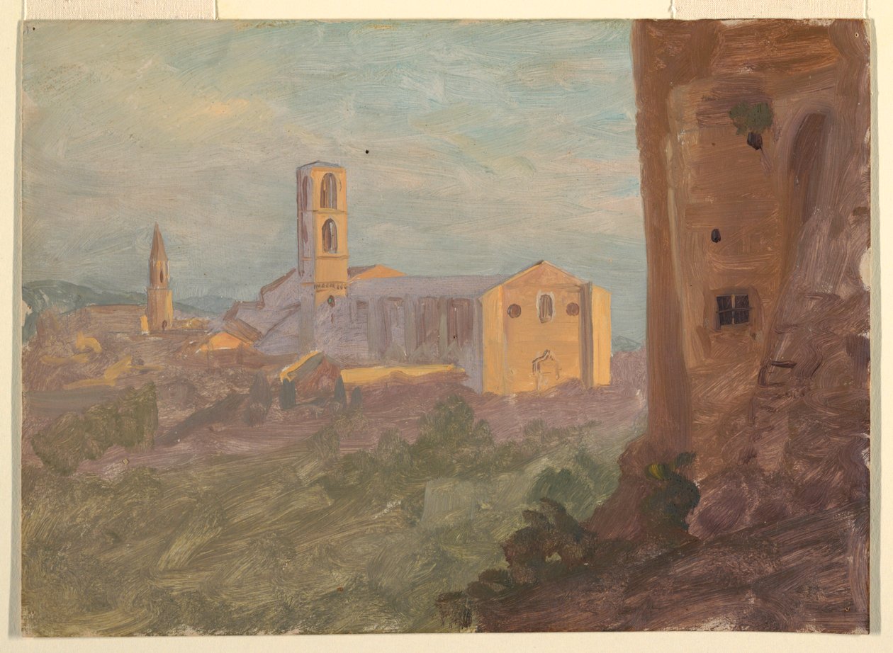italiensk eller schweizisk by af Frederic Edwin Church