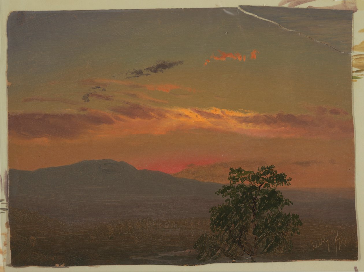 Landskab ved solnedgang, Hudson, N.Y. af Frederic Edwin Church