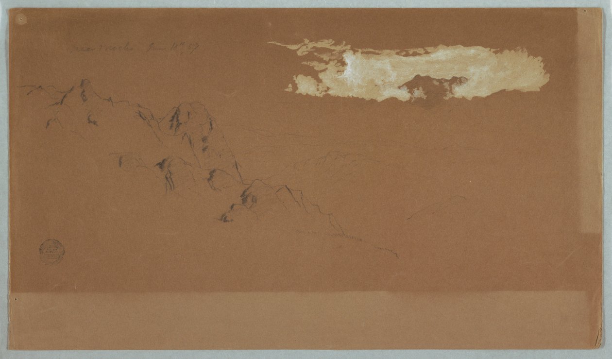 Bjerge nær Mocho, Ecuador, viser sandsynligvis Mt. Chimborazo indrammet af skyer af Frederic Edwin Church
