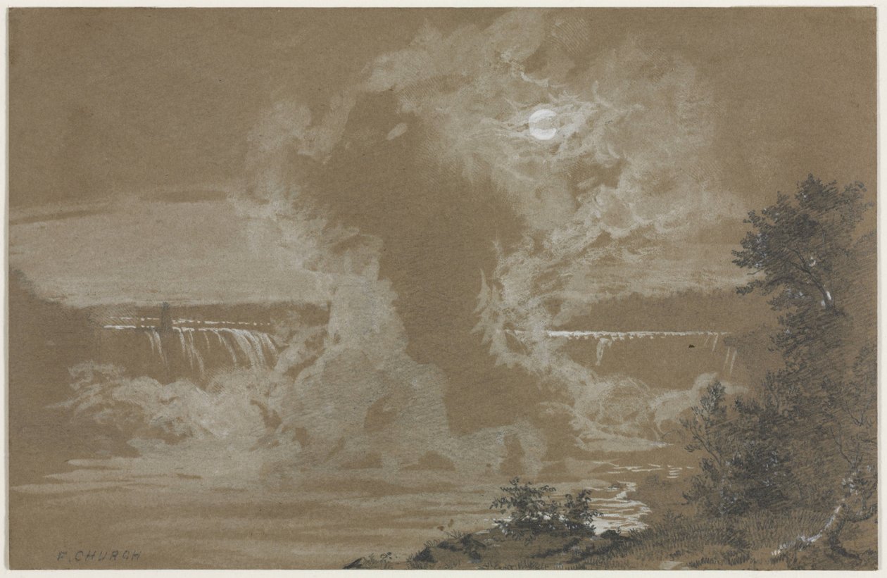 Niagara Falls i måneskin af Frederic Edwin Church