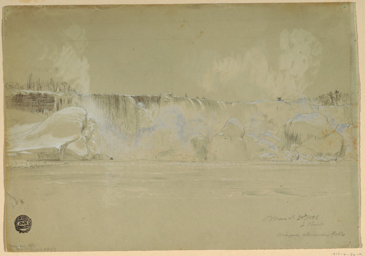 Niagara Falls i sne, fra nordvest af Frederic Edwin Church