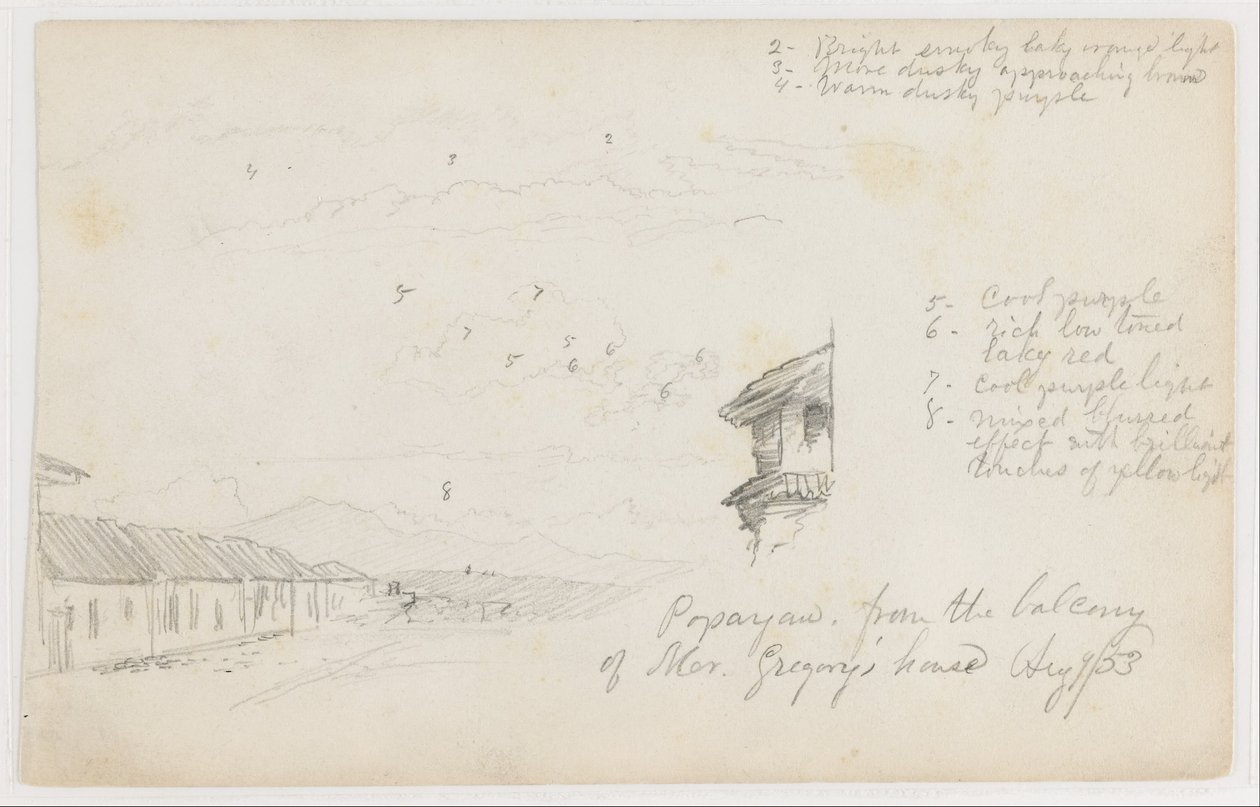 Popayan, Colombia; Verso: Bjerglandskab, Colombia af Frederic Edwin Church