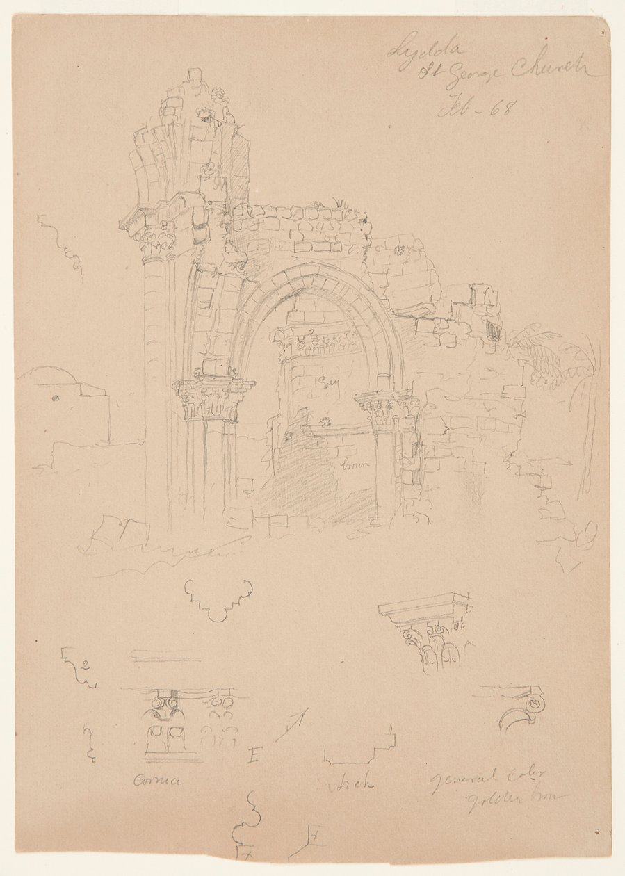 Ruinerne af St. George Church, Lydda [nuværende Lod] af Frederic Edwin Church