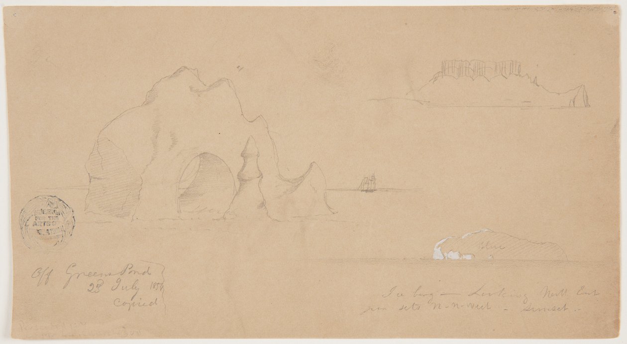 Skitser af isbjerge, ud for Greenspond, Newfoundland af Frederic Edwin Church