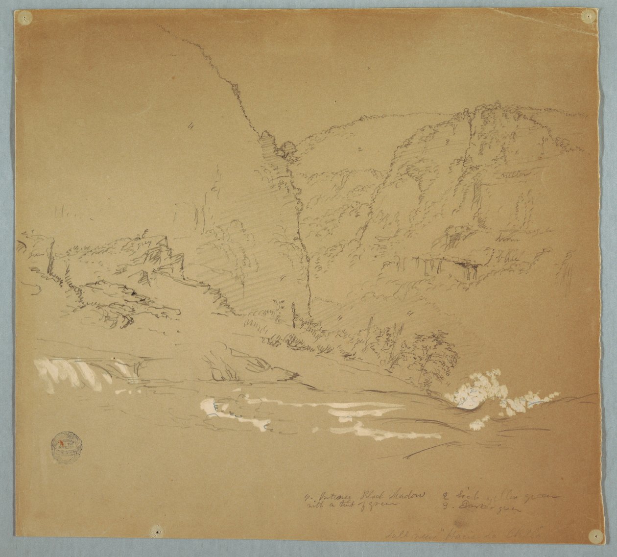 Strøm, der fører til kanten af vandfaldene nær Hacienda Chillo, Ecuador af Frederic Edwin Church
