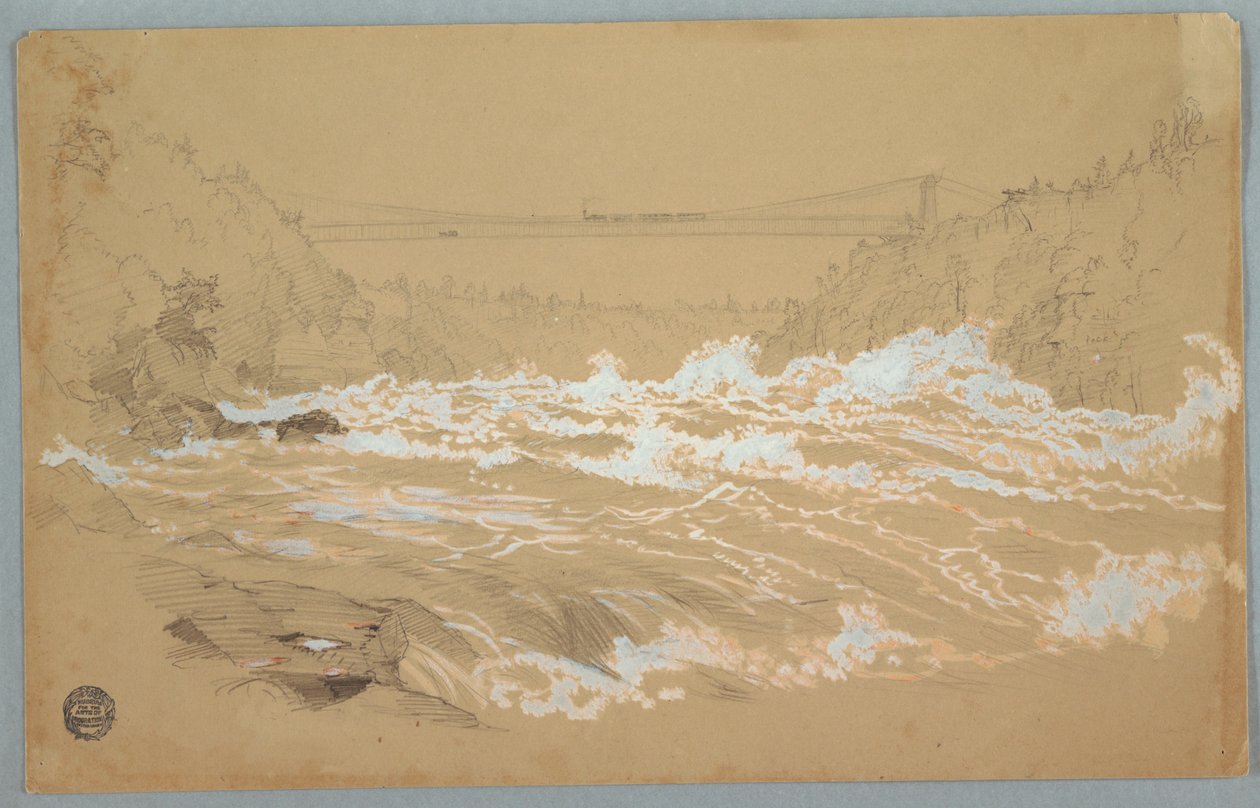 Kløften, Niagara, ser mod hængebroen af Frederic Edwin Church
