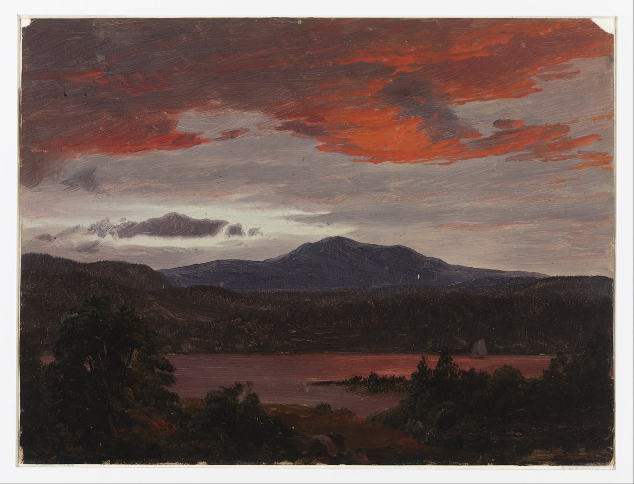 Turner Pond med Pomola Peak og Baxter Peak, Maine. af Frederic Edwin Church