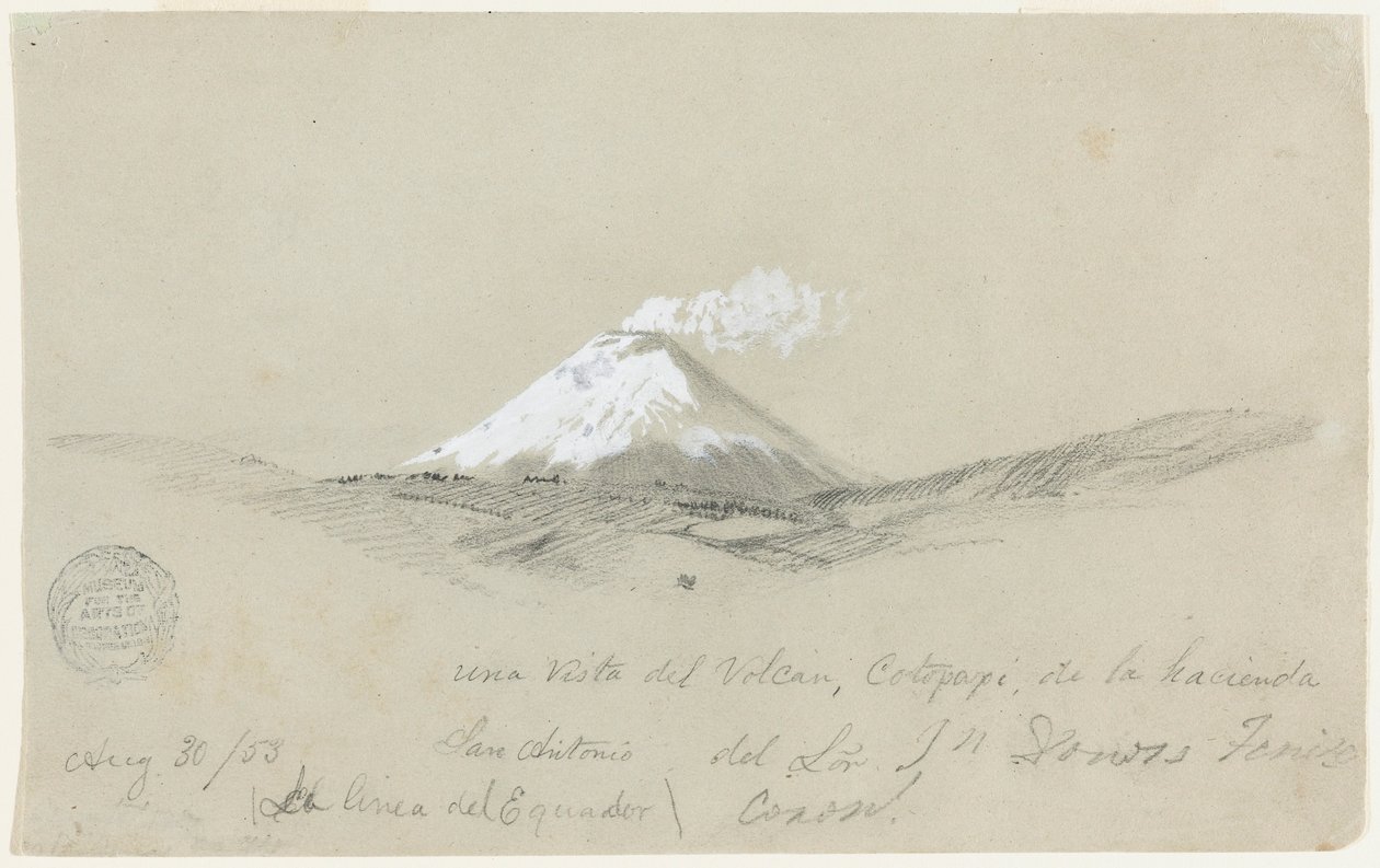 Udsigt over Cotapaxi fra Hacienda San Antonio, Ecuador af Frederic Edwin Church