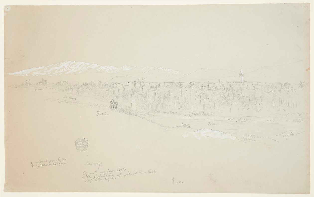 Landsbyen Kuseiyeh, Libanonbjerget i det fjerne af Frederic Edwin Church