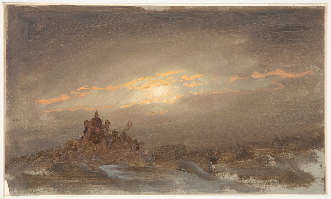 Vinterlandskab ved måneskin af Frederic Edwin Church