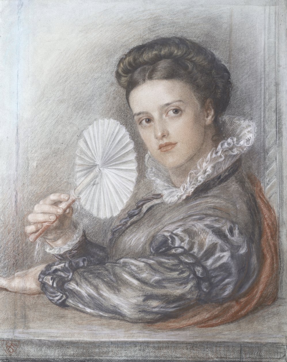 Head of a Lady (kridt) af Frederic James Shields
