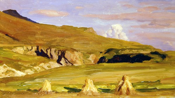 Kornmarker (olie på panel) af Frederic Leighton