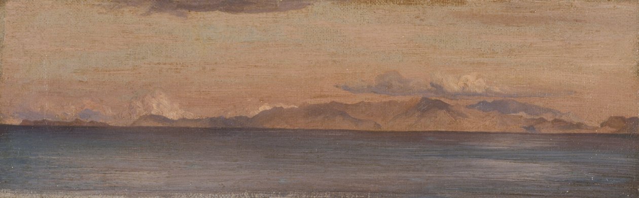 Fjern udsigt til bjerge i Det Ægæiske Hav af Frederic Leighton