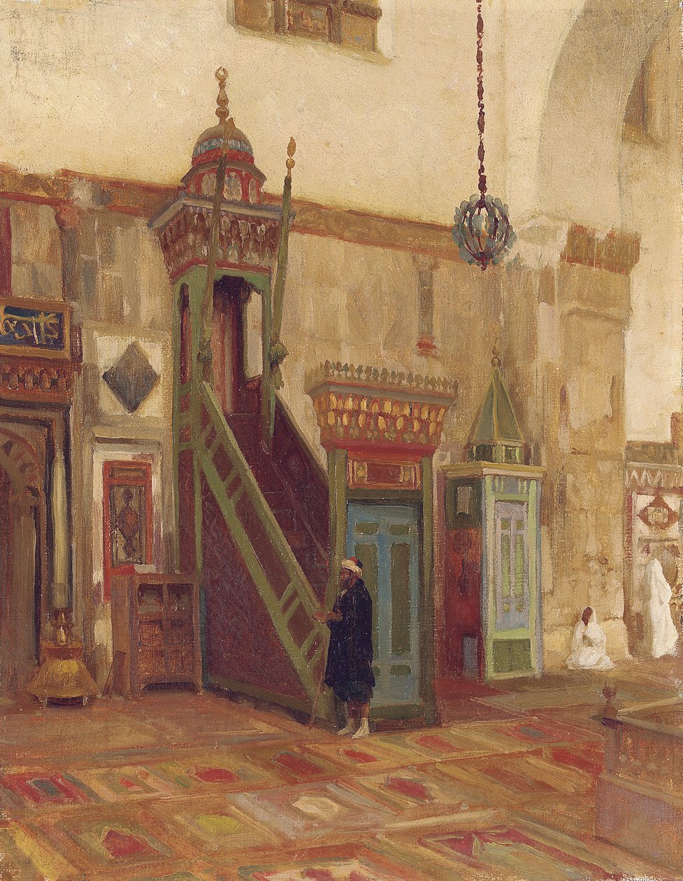 Interiør af en moske i Mimbar af den store moske i Damaskus af Frederic Leighton