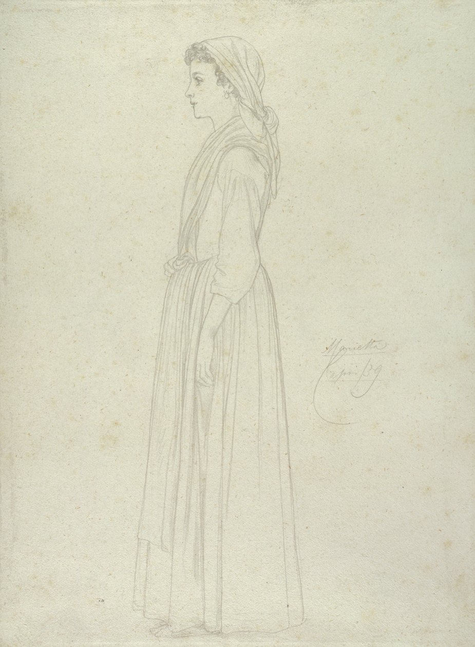 Marietta, Capri, 1859 (grafit på papir) af Frederic Leighton