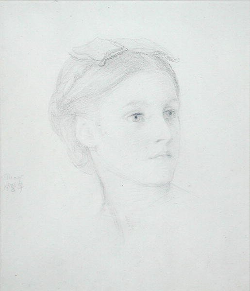Portræt af May Sartoris (1845-1925) 1854 (blyant på papir) af Frederic Leighton