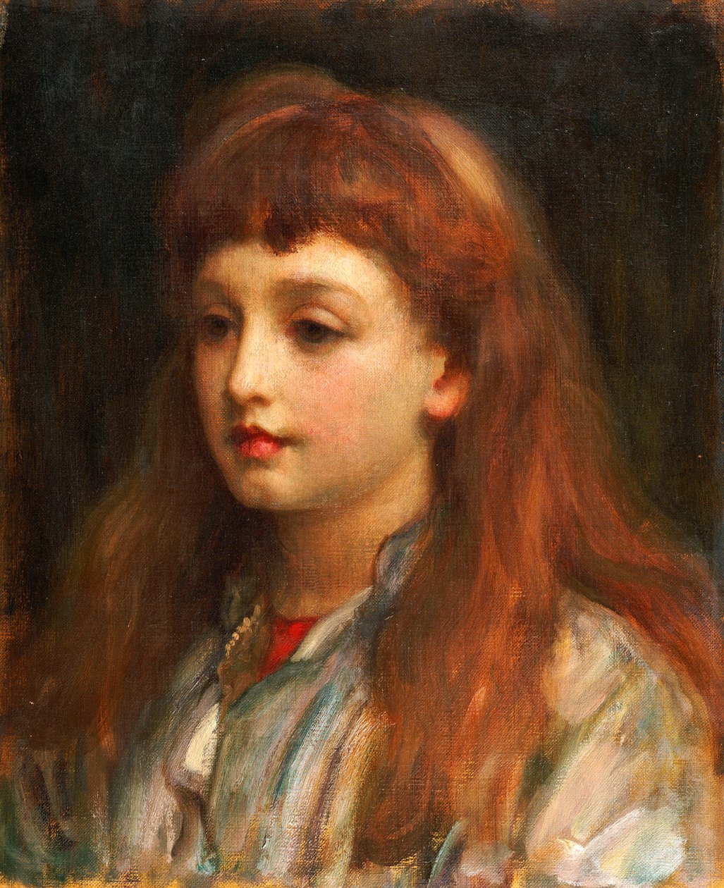 Portræt af en ung pige, hoved og skuldre af Frederic Leighton