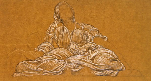 Study for the Dance (sort-hvidt kridt på papir) af Frederic Leighton