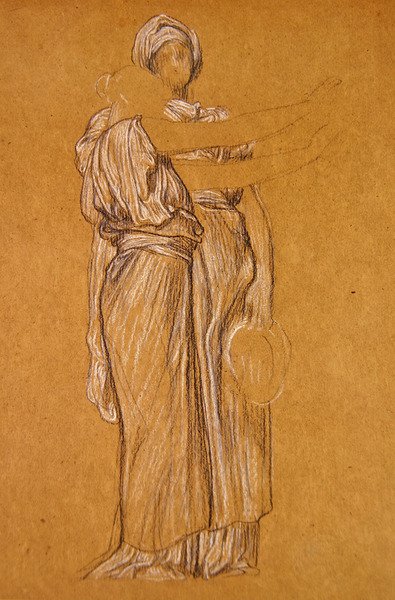 Study for the Dance (sort-hvidt kridt på papir) af Frederic Leighton