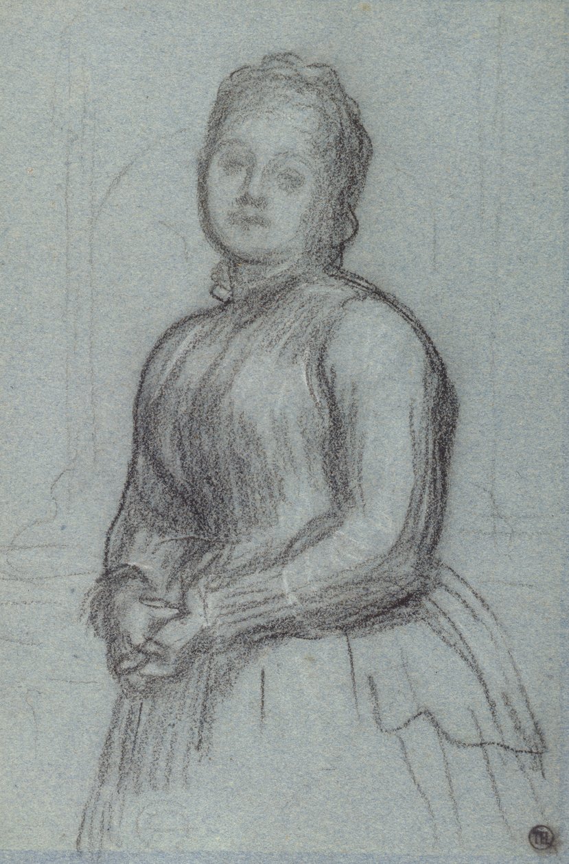 Studie til portrættet af Hannah, grevinde af Rosebery, ca. 1880 (kridt på papir) af Frederic Leighton