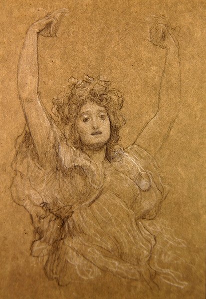 Studie af en dansende pige (sort/hvid kridt på papir) af Frederic Leighton