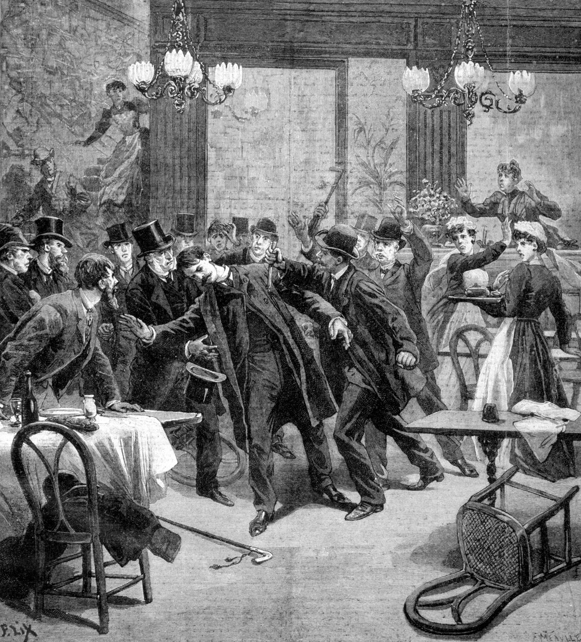 Angreb mod M Georgewitch, Serbiens minister i Paris 1893 af Frederic Lix