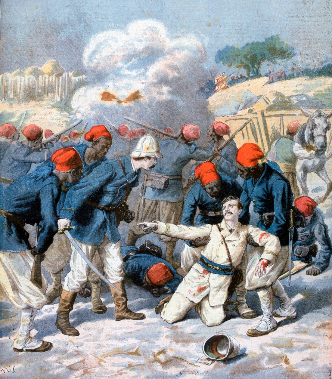 Løjtnant Lecerfs død, Slaget ved Napa, Nigeria, 1894 af Frederic Lix