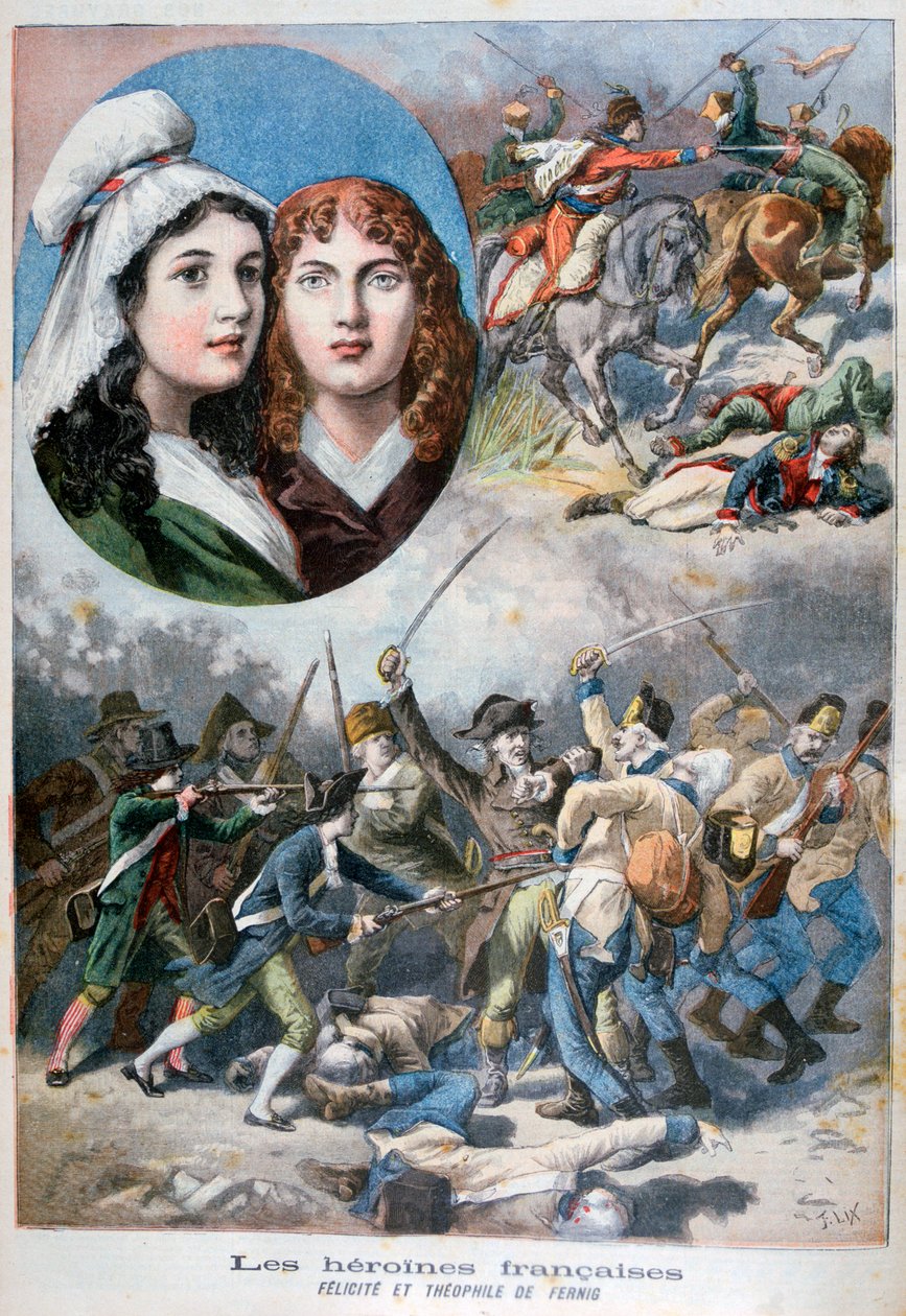 Felicite og Theophile de Fernig, franske heltinder, 1792, 1894 af Frederic Lix