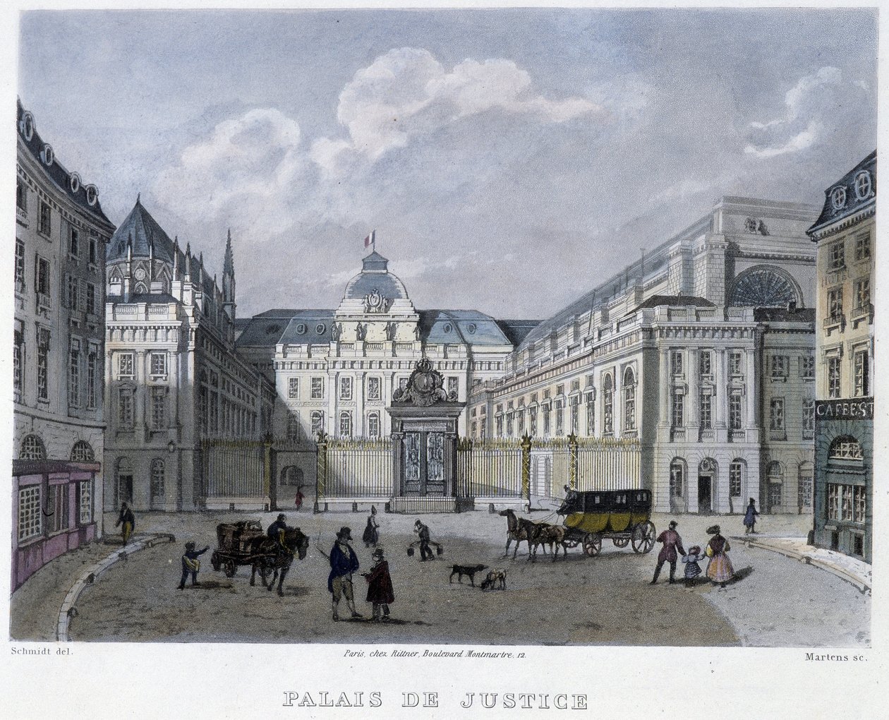 Palais de Justice - i "" Paris en 1832" af Martens af Frederic Martens