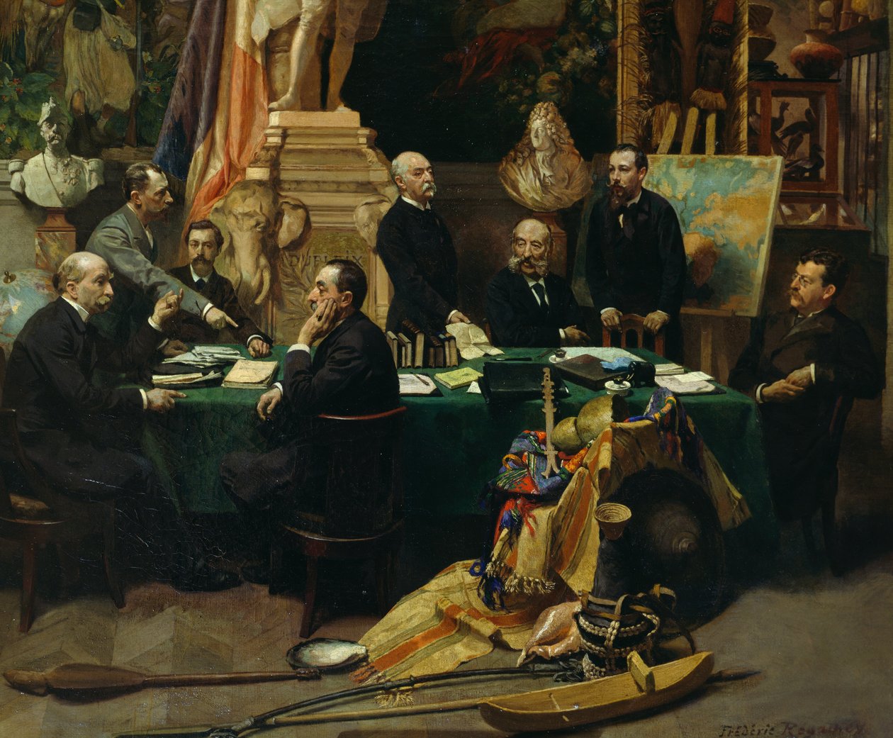 Jules Ferry (1832-1893) byder delegerede fra kolonier velkommen i november 1892 af Frederic Regamey