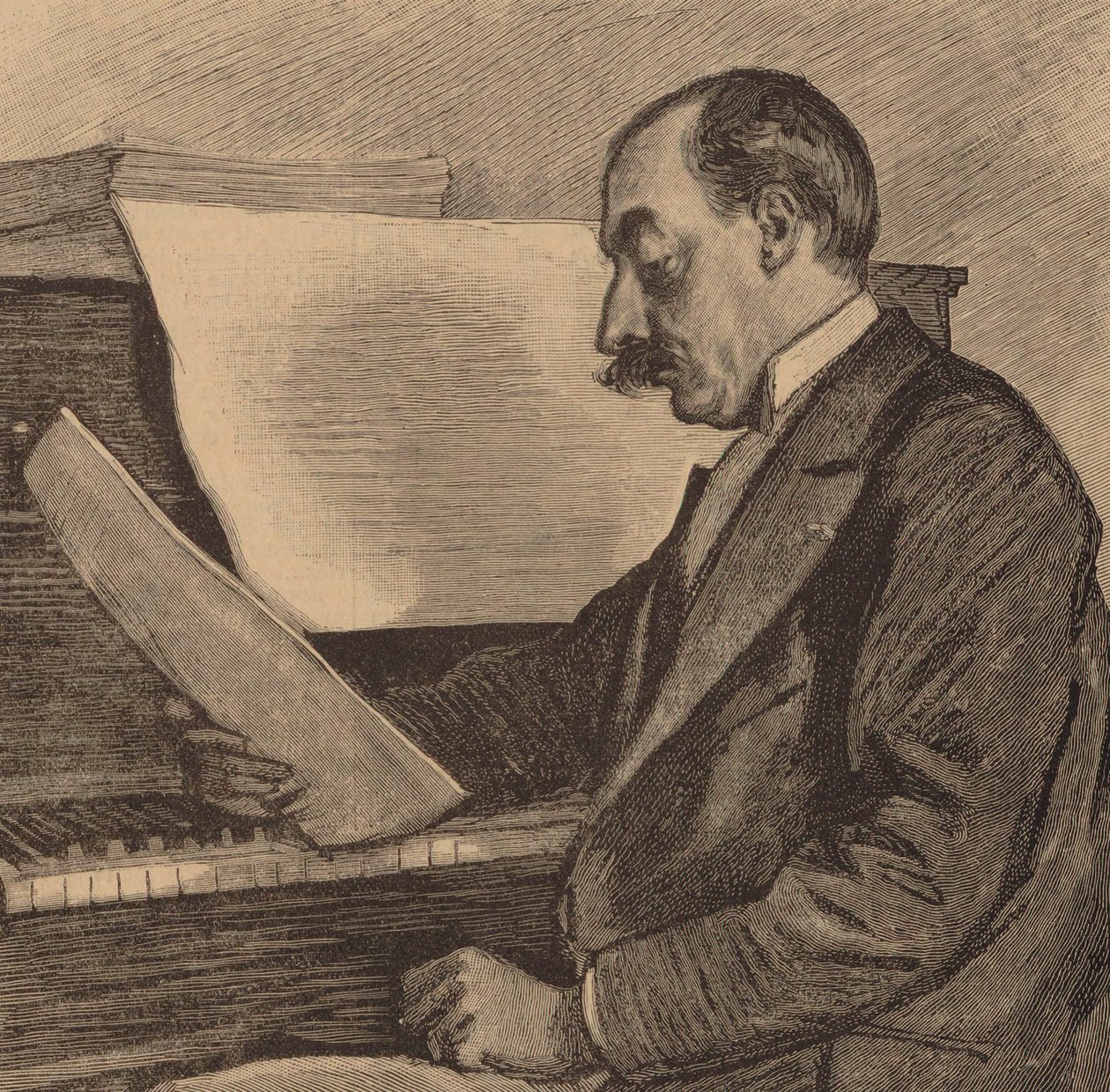 Portræt af pianist og komponist André Messager 1853-1929, 1891. af Frederic Regamey
