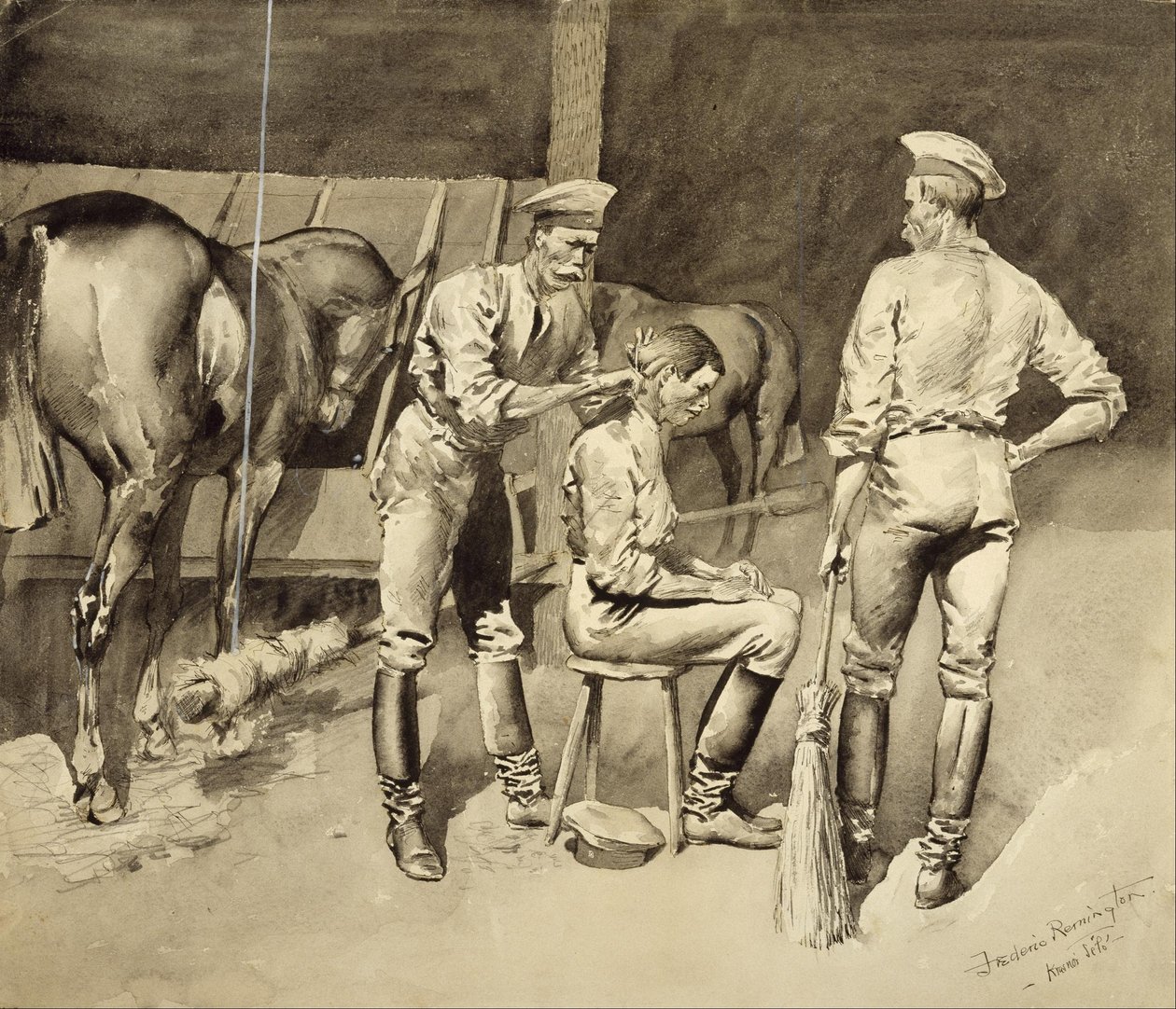 En klipning i en kavaleristald af Frederic Remington