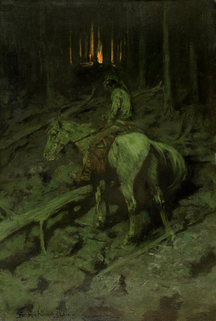 Apache Fire Signal af Frederic Remington