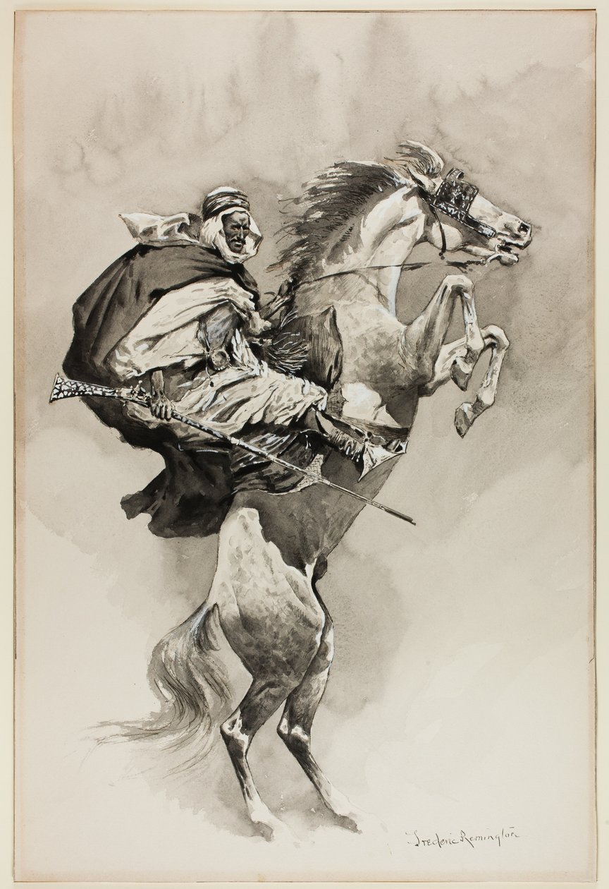 "As They Threw their Animals Back upon their Haunches", illustration til An Arabian Day and Night, i Harper